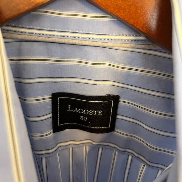 Lacoste Men's Blue Striped Shirt size 39 - Picture 3 of 7
